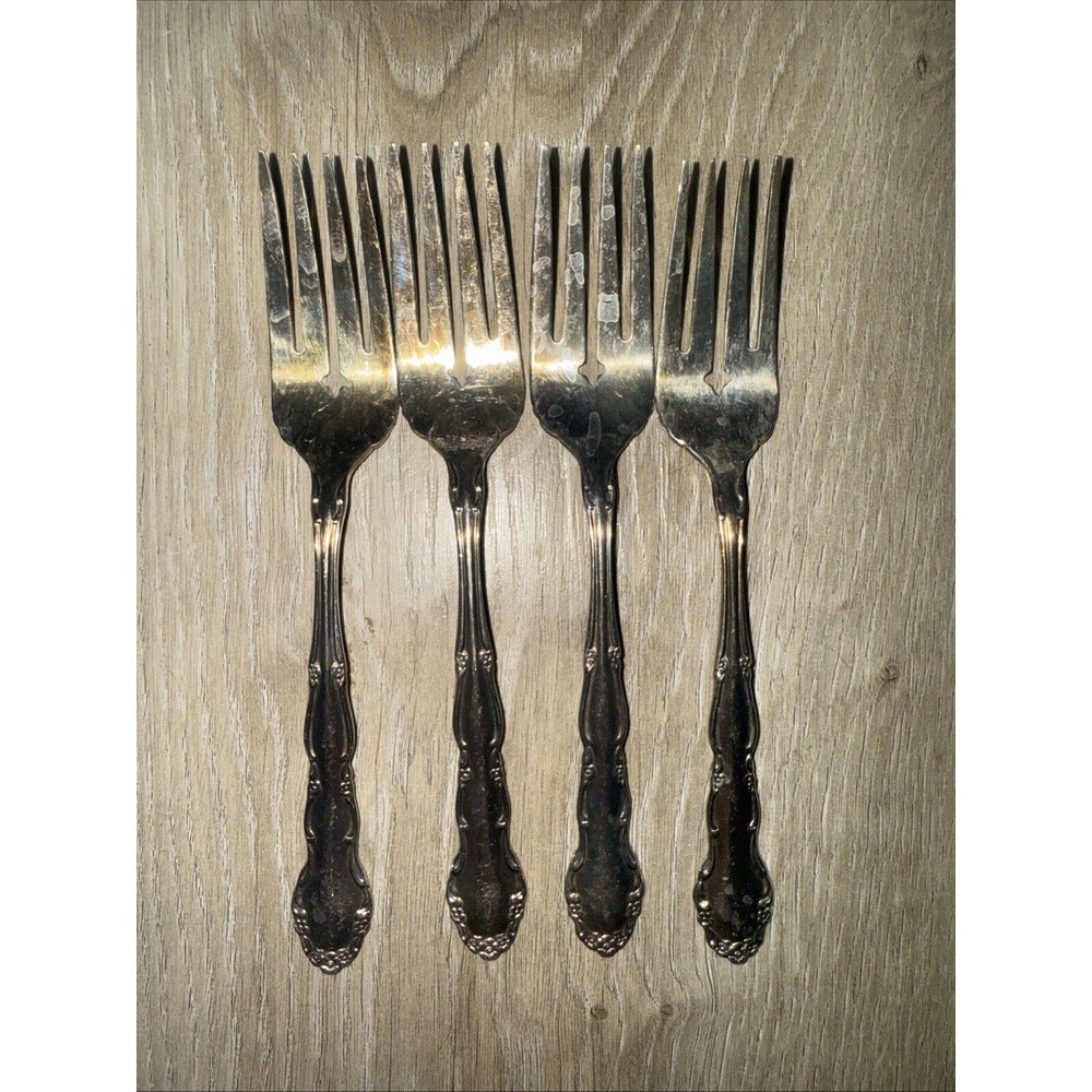 Oneida 1881 Rogers FLIRTATION 4 Salad Forks 6-3/8" Silverplate 1959